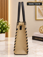 Women’s Structured Tote Bag with Front Pocket – Large Everyday Handbag