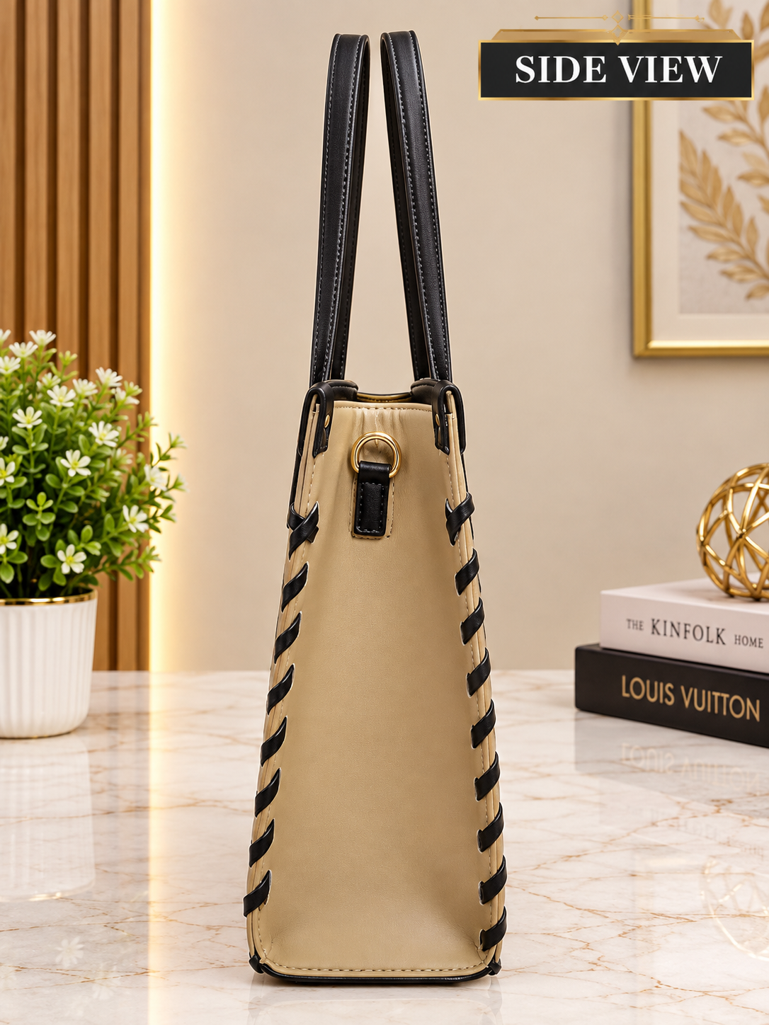 Women’s Structured Tote Bag with Front Pocket – Large Everyday Handbag