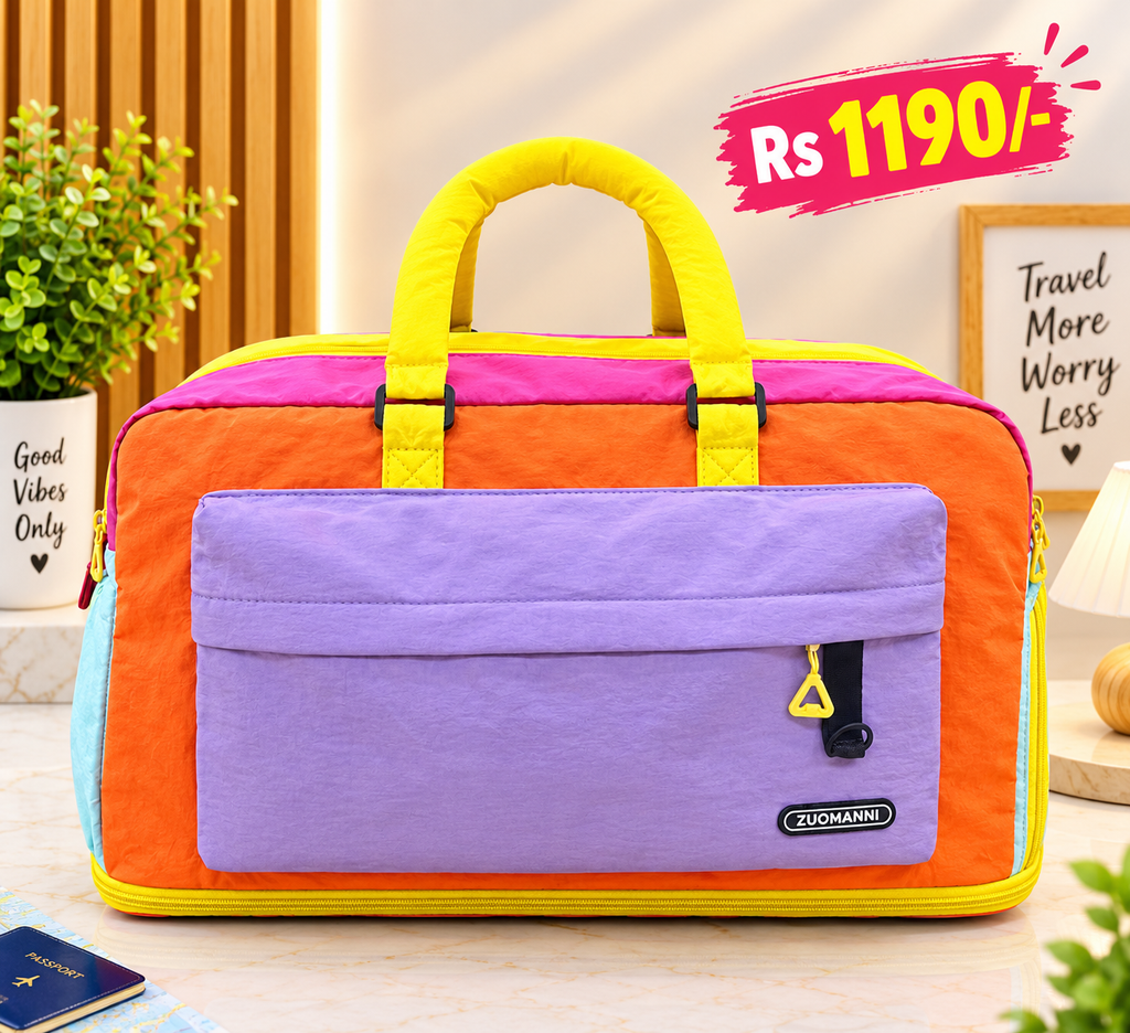 Large Colorful Travel Duffle Bag with Front Pocket – Spacious Weekender & Overnight Bag