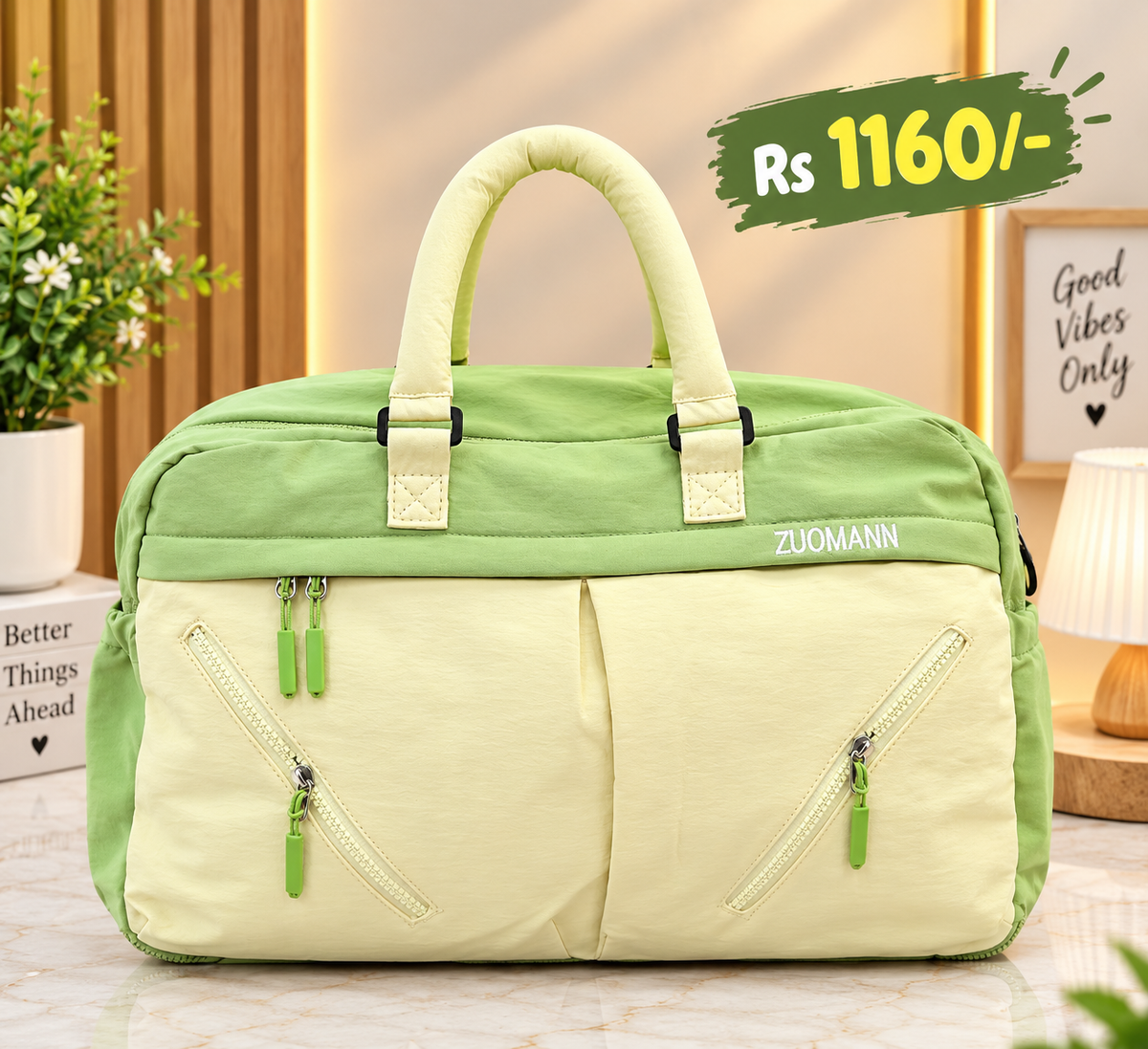 Travel Duffle Bag with Dual Front Zipper Pockets – Spacious Weekender Bag