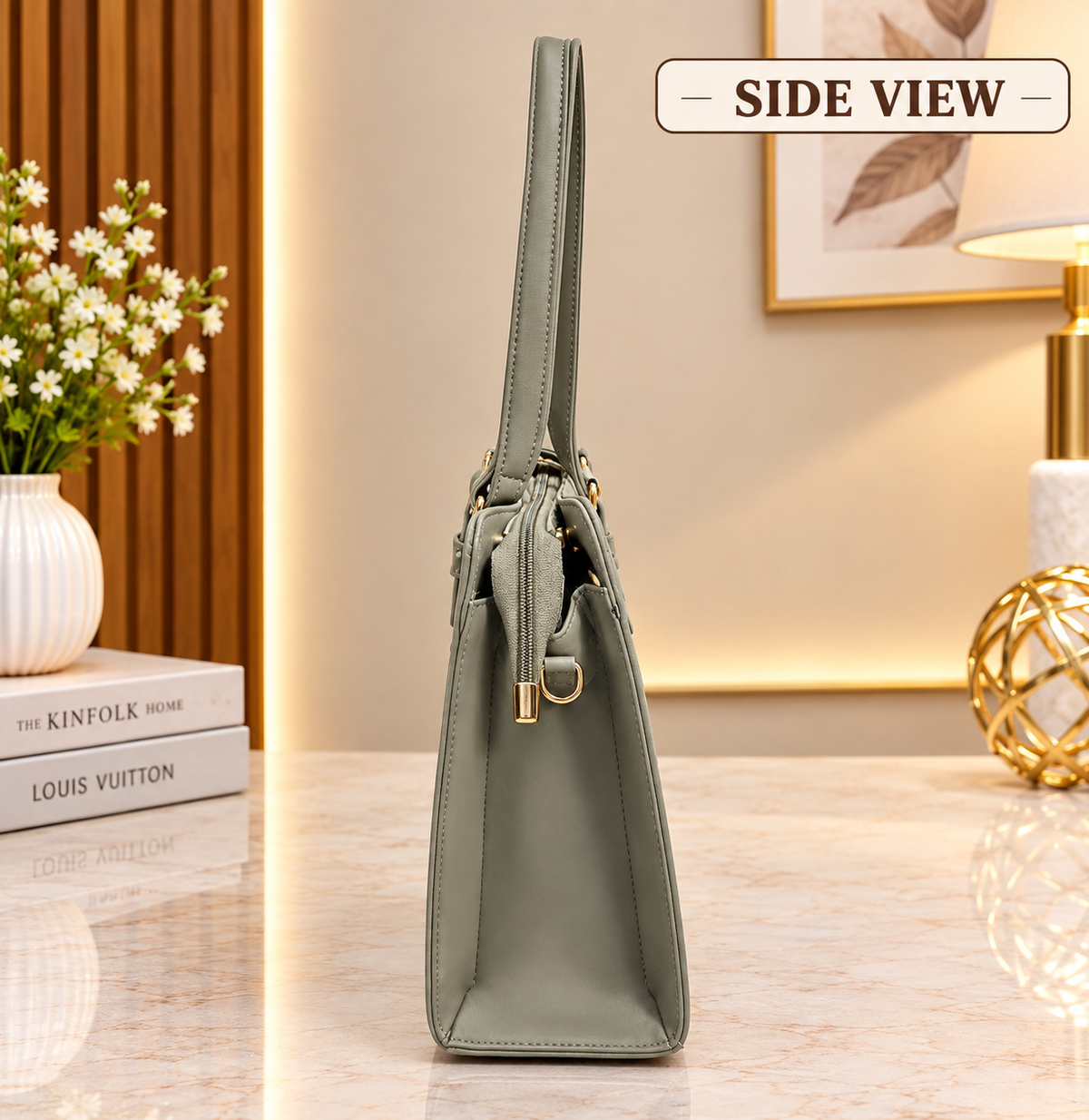 Structured Women's Tote Bag with Zip Pocket – Elegant Office & Everyday Handbag