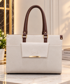 Structured Women's Tote Bag with Front Pocket – Spacious Office & Everyday Handbag