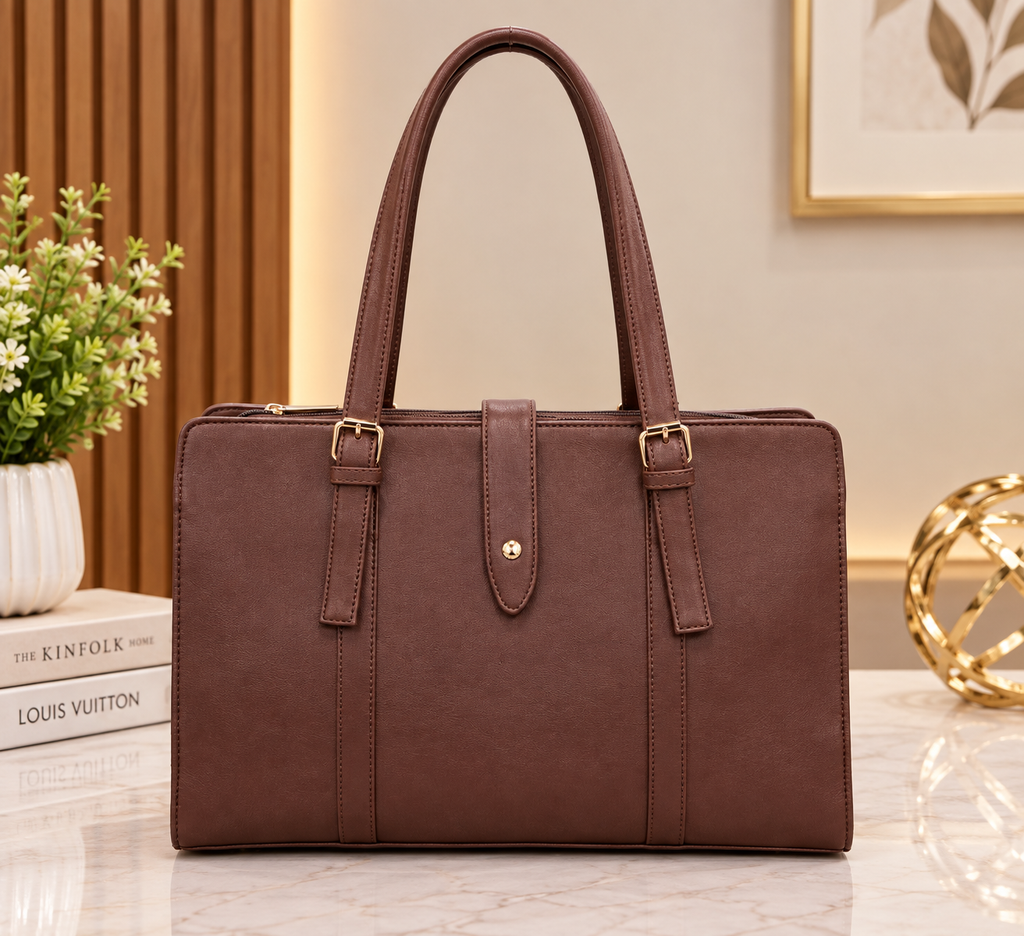 Structured Women's Tote Bag with Zip Pocket – Elegant Office & Everyday Handbag
