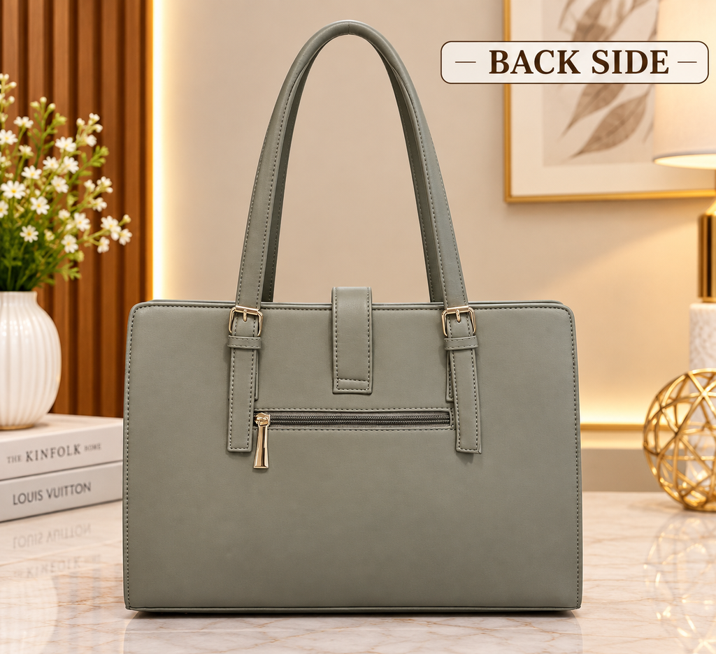 Structured Women's Tote Bag with Zip Pocket – Elegant Office & Everyday Handbag