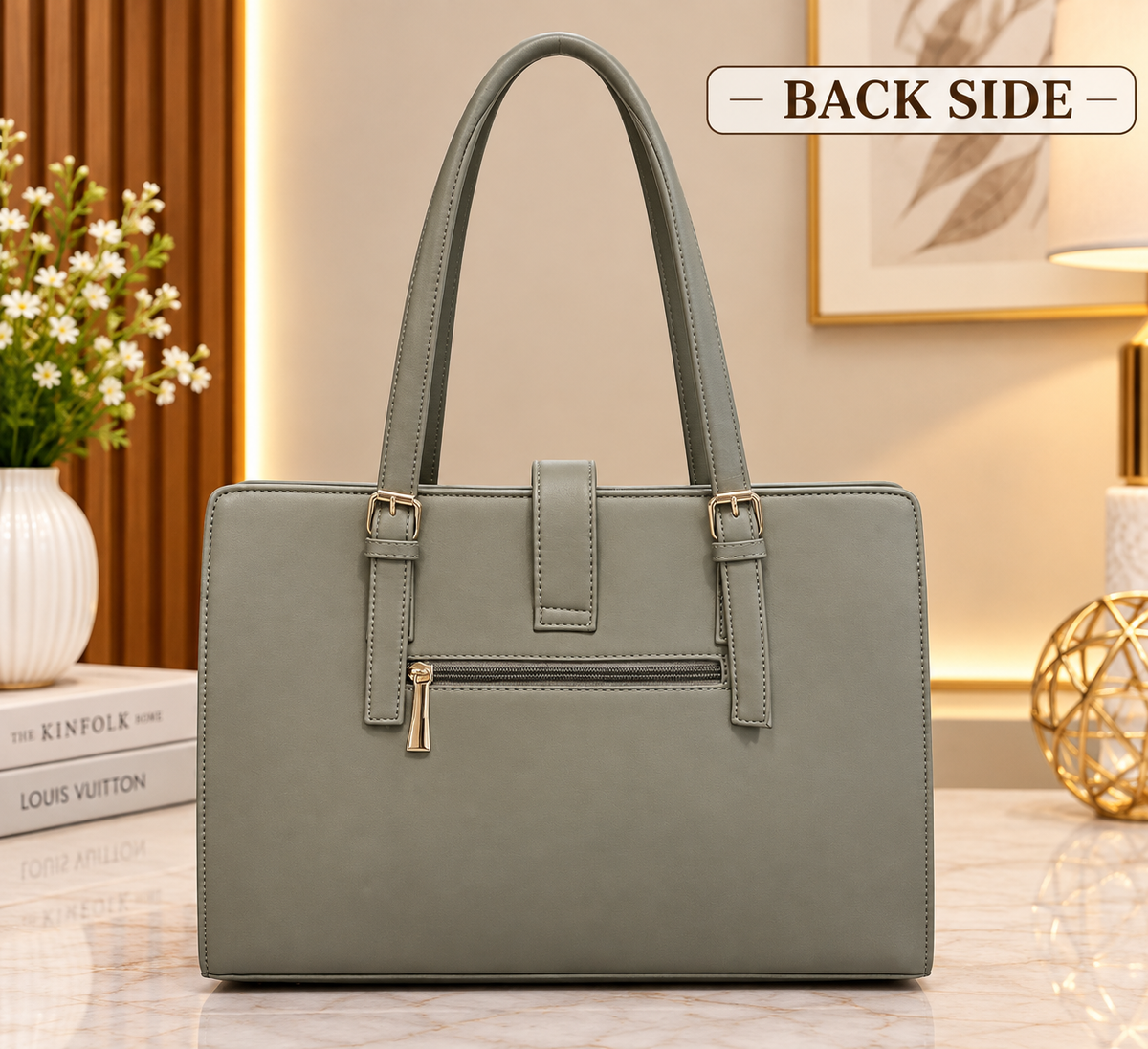 Structured Women's Tote Bag with Zip Pocket – Elegant Office & Everyday Handbag