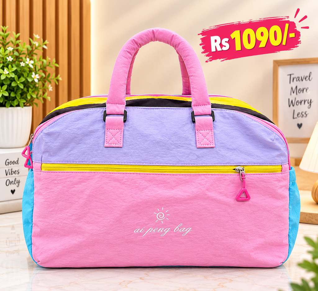 Colorful Travel Duffle Bag with Front Zipper Pocket – Spacious Weekender Bag