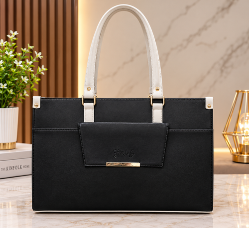 Structured Women's Tote Bag with Front Pocket – Spacious Office & Everyday Handbag